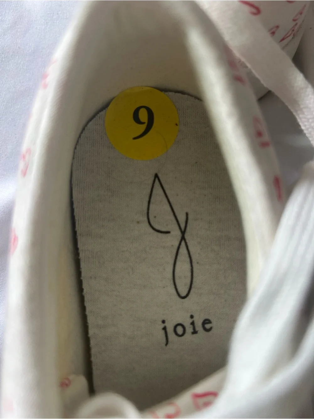 Joie White Canvas Heart Print Platform Sneakers Women’s Size 9 Lace Up Shoes